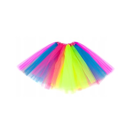 SPÓDNICA SPÓDNICZKA TIULOWA NEONOWA TĘCZOWA 40 CM