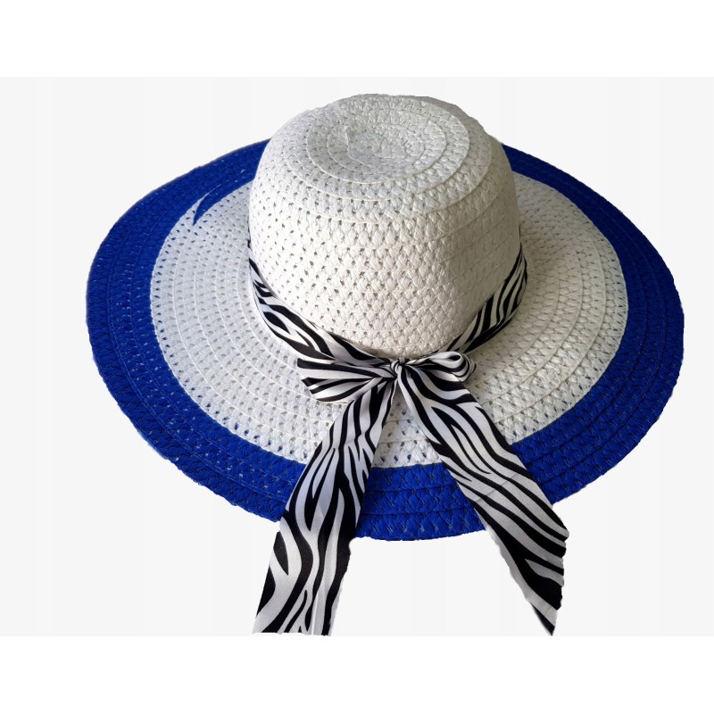 Kapelusz damski plażowy duże rondo kokarda pantera