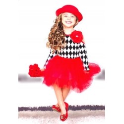 SPÓDNICZKA TIUL tiulowa Z PODSZEWKĄ 40 cm CZERWONA