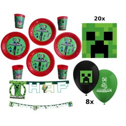 zestaw minecraft talerze kubki licencja wielorazowe,serwetki baner balony8