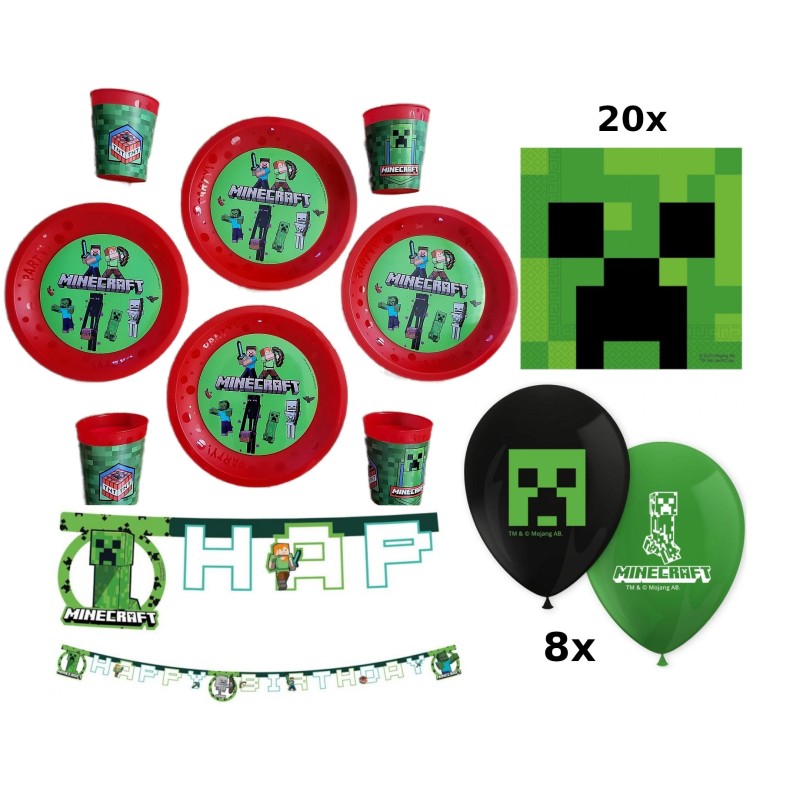 zestaw minecraft talerze kubki licencja wielorazowe,serwetki baner balony8