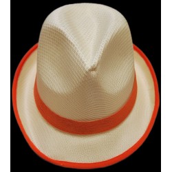 KAPELUSZ PLAŻOWY FEDORA beżowy pomarańcz