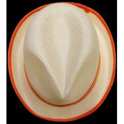 KAPELUSZ PLAŻOWY FEDORA beżowy pomarańcz