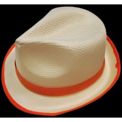 KAPELUSZ PLAŻOWY FEDORA beżowy pomarańcz