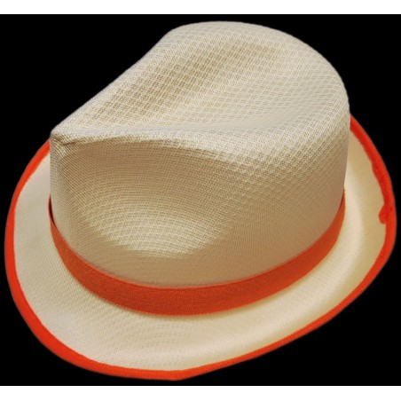 KAPELUSZ PLAŻOWY FEDORA beżowy pomarańcz