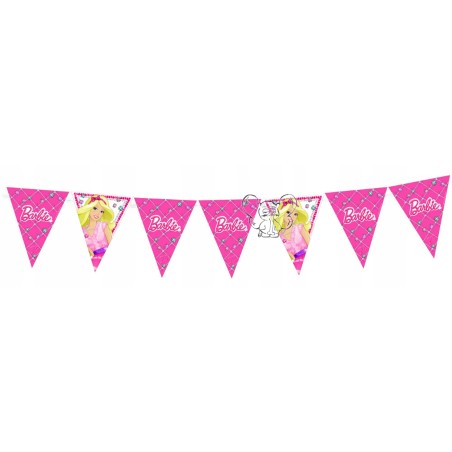 GIRLANDA FLAGI RÓŻOWE URODZINY ROCZEK BARBIE 360CM