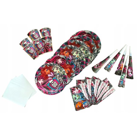 zestaw halloween monster high potworna impreza 4el. talerze kubki gwizdki