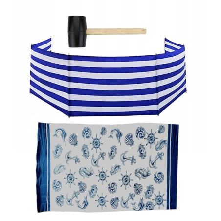 PARAWAN PLAŻOWY 12m + RĘCZNIK muszle + młotek