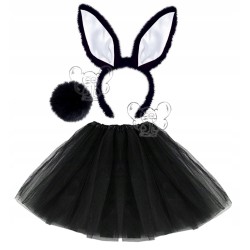 STRÓJ KOSTIUM KRÓLIKA KRÓLIK CZARNE z BIAŁYM 40CM