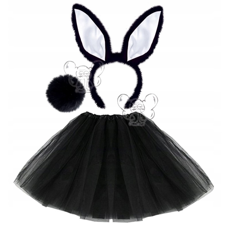 STRÓJ KOSTIUM KRÓLIKA KRÓLIK CZARNE z BIAŁYM 40CM
