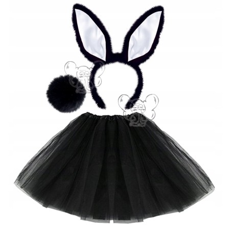 STRÓJ KOSTIUM KRÓLIKA KRÓLIK CZARNE z BIAŁYM 40CM