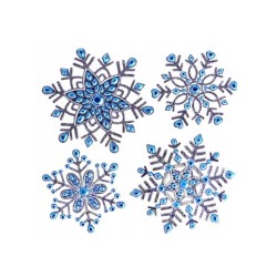 NAKLEJKI ŻELOWE OKNO METALICZNE ŚNIEŻKI 4SZT niebi