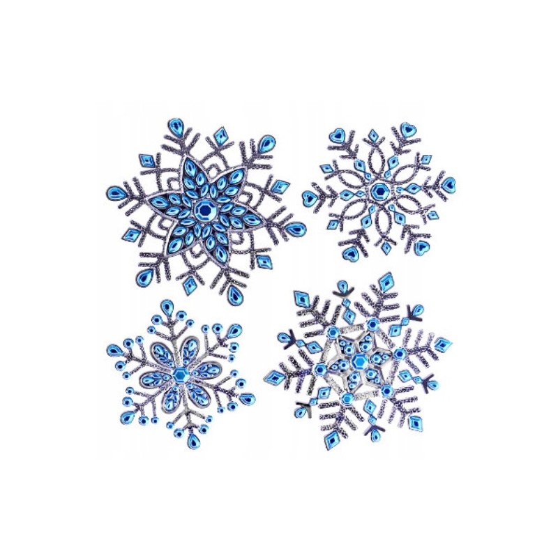 NAKLEJKI ŻELOWE OKNO METALICZNE ŚNIEŻKI 4SZT niebi