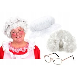 KOSTIUM PANI MIKOŁAJOWA - PERUKA OKULARY CZEPEK