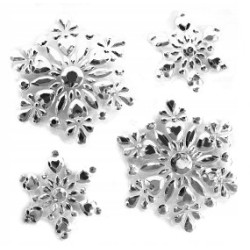 NAKLEJKI OKNO METALICZNE ŚNIEŻKI 4SZT DUŻE CRISTAL