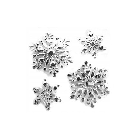 NAKLEJKI OKNO METALICZNE ŚNIEŻKI 4SZT DUŻE CRISTAL