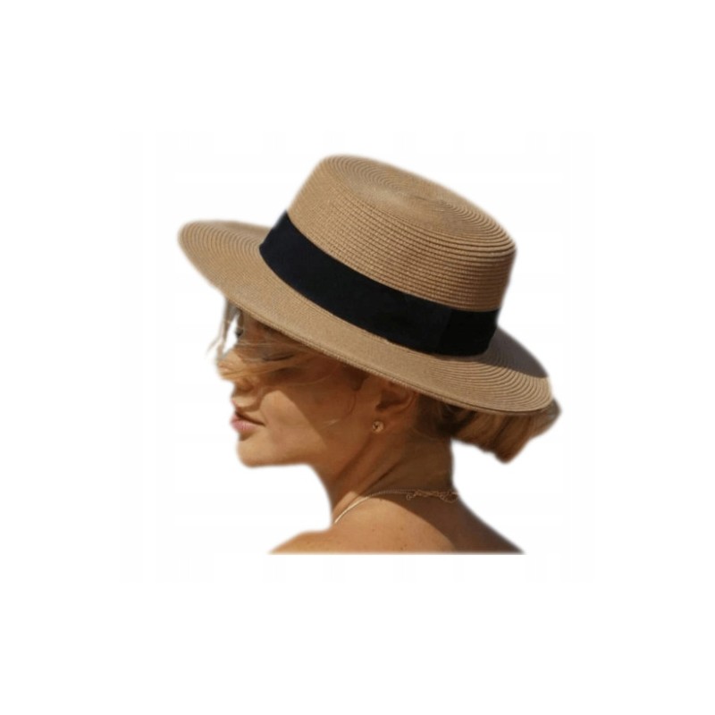 KAPELUSZ PLAŻOWY damski LETNI toczek beż z regulacją