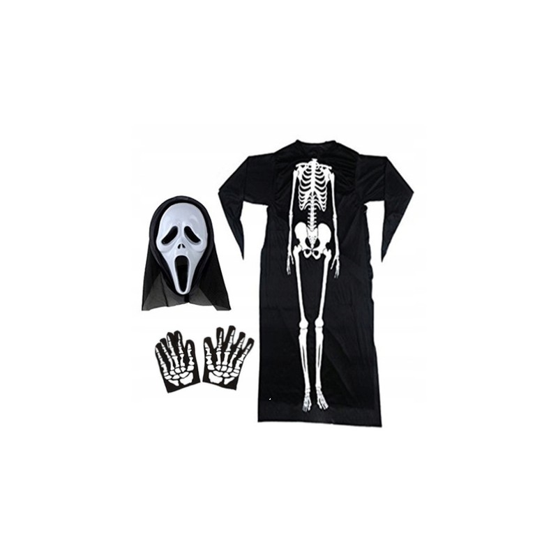 KOSTIUM SZKIELET KOŚCIOTRUP KRZYK HALLOWEEN +RCZI