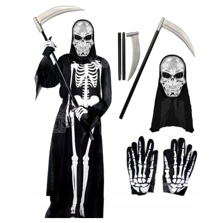 kostium śmierć chrom kościotrup halloween 4el szkielet