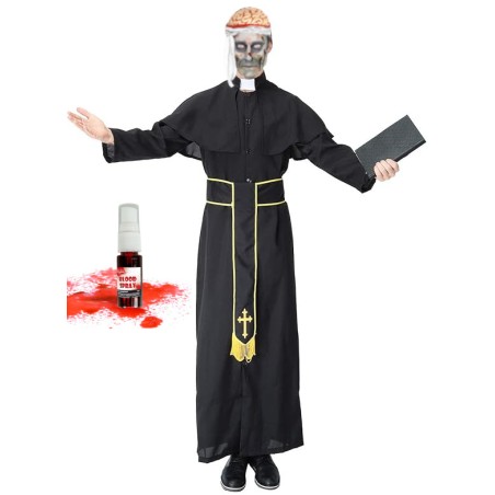 kostium księdza zombie ksiądz plus krew i mózg 5 el.