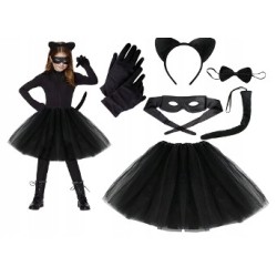 KOSTIUM KOTA USZY OGON RĘKAWICZKI MASKA 40 SPÓDN C