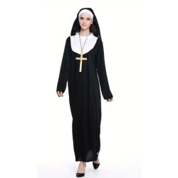 Kostium zakrwiawiona zakonnica halloween +naszyjnik +krzyż +krew spay 5el