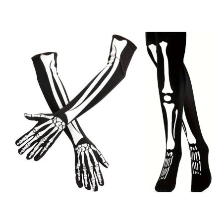 PODKOLANÓWKI plus rękawiczki za łokieć szkielet kościotrup halloween