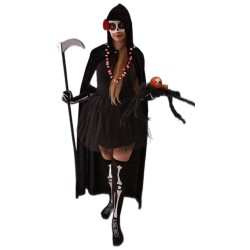 KOSTIUM 8el ŚMIERCI maska peleryna kosa rajstopy rękawiczki naszyj spód