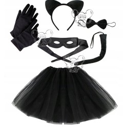 KOSTIUM KOTA USZY OGON RĘKAWICZKI MASKA 40 SPÓDN C