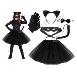 KOSTIUM KOTA USZY OGON RĘKAWICZKI MASKA 40 SPÓDN C