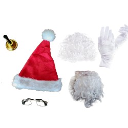 PERUKA BRODA czapka plusz rękawiczki okulary dzwonek mikołaja