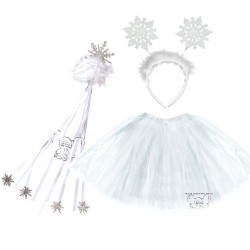 KOSTIUM STRÓJ ŚNIEŻYNKA 3el spódnica 40cm podszewka różdżka opaska