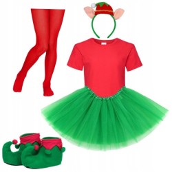 KOSTIUM ELF ELFKI ELFA ŚWIĘTA 5EL 122 128 134 40CM