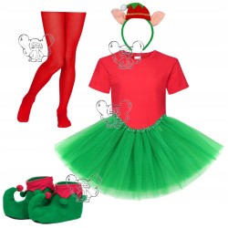 KOSTIUM ELF ELFKI ELFA ŚWIĘTA 5EL 122 128 134 40CM