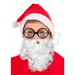 KOSTIUM ZEST. MAŁEGO MIKOŁAJA OKULARY CZAPKA BRODA