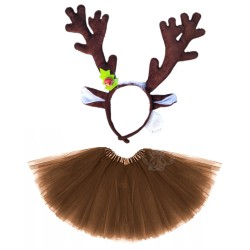 KOSTIUM RENIFER JELONEK ROGI DUŻE + SPÓDNICA 40CM PODSZEWKA