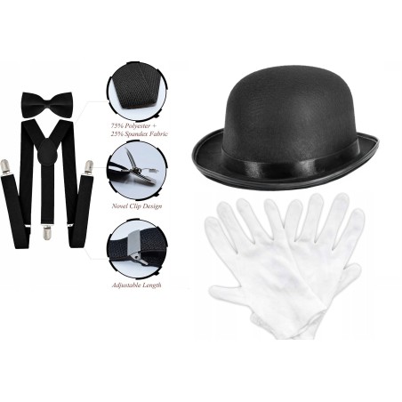 KOSTIUM GENTLEMAN  DŻENTELMEN RETRO LATA 20 MUSZKA SZELKI MELONIK rękawicz