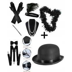 komplet dla pary 8EL lata 20 retro MELONIK rękawiczki boa szelki