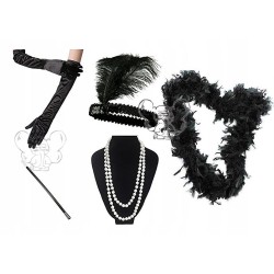 komplet dla pary 8EL lata 20 retro MELONIK rękawiczki boa szelki