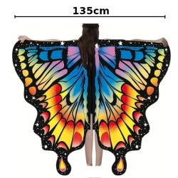 KOSTIUM STRÓJ MOTYLA MOTYL żół nieb 135x110 maska złota opaska czułki