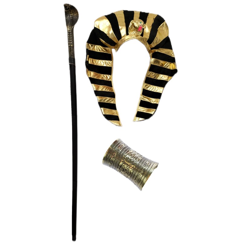 akcesoria faraona czapka nemes berło nadgarstnik metal motyw wąż uniw