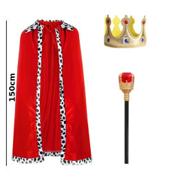 STRÓJ król  kostium KRÓLA BERŁO KORONA peleryna najdłuższa 150cm