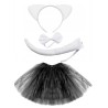 STRÓJ KOSTIUM KOT KOTA biało CZARNY TIUL 40CM