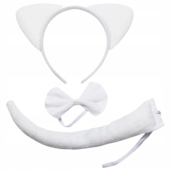 STRÓJ KOSTIUM KOT KOTA biało CZARNY TIUL 40CM