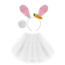 przebranie kostium królika zająca tiul podszewka 40CM biały marchewki