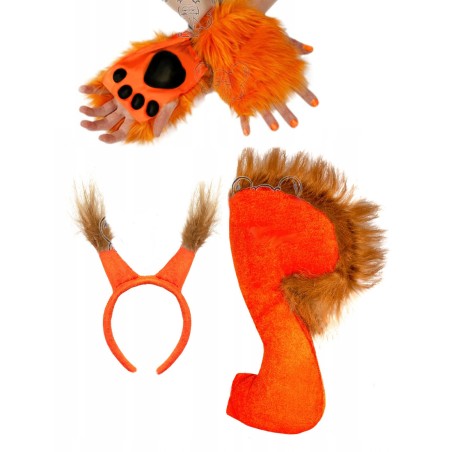 KOSTIUM STRÓJ WIEWIÓRKA WIEWIÓRKI OGON USZY łapy rękawiczki włochate