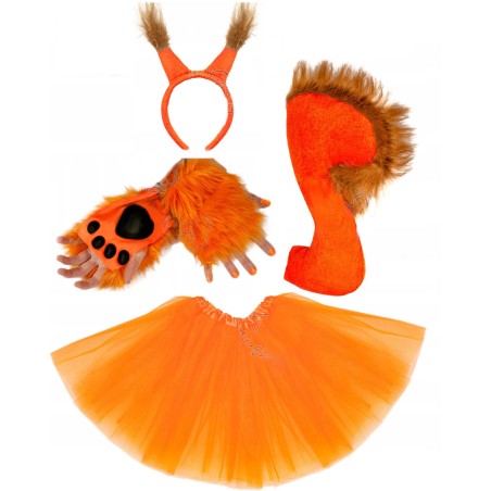 KOSTIUM STRÓJ WIEWIÓRKA spódnica 40 4 el rękawiczki łapy włochate