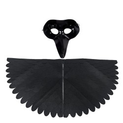 strój KOSTIUM ptaka kruka mega duży filc peleryna i maska 3D