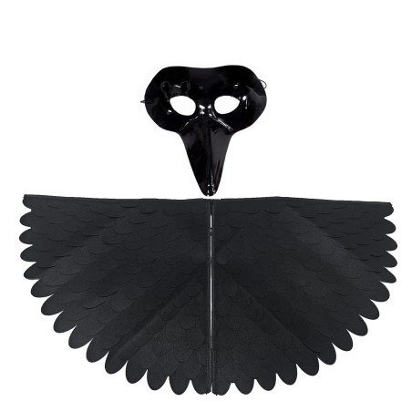 strój KOSTIUM ptaka kruka mega duży filc peleryna i maska 3D