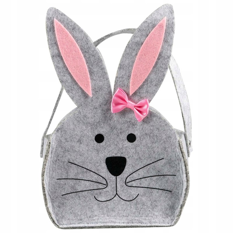 KOSZYK WIELKANOCny FILC królik ZAJĄC SZARY girl 2